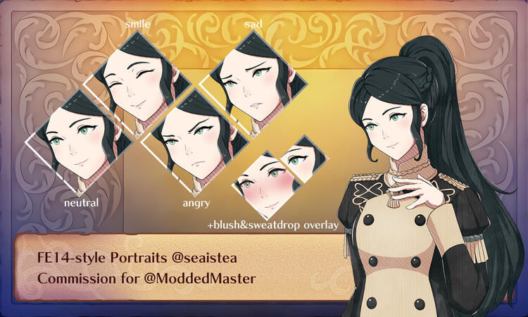 FE14-style OC portrait commission for @ModdedMaster by @seaistea